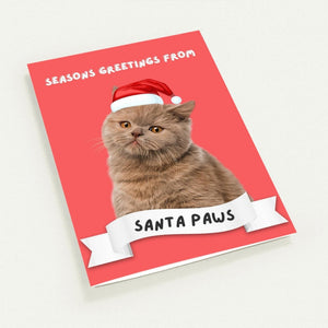 Seasons Greetings From Santa Paws Minimalist Greeting Cards - Paw & Glory - Dog Portraits - Pet Portraits