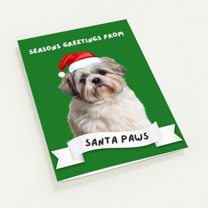 Seasons Greetings From Santa Paws Minimalist Greeting Cards - Paw & Glory - Dog Portraits - Pet Portraits