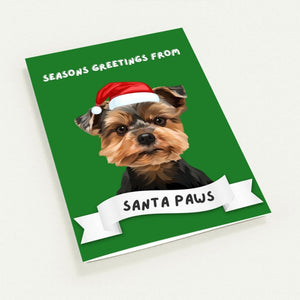 Seasons Greetings From Santa Paws Modern Greeting Cards - Paw & Glory - Dog Portraits - Pet Portraits