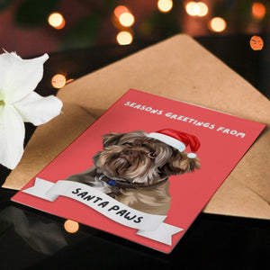 Seasons Greetings From Santa Paws Modern Greeting Cards - Paw & Glory - Dog Portraits - Pet Portraits