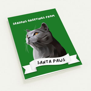 Seasons Greetings From Santa Paws Modern Greeting Cards - Paw & Glory - Dog Portraits - Pet Portraits