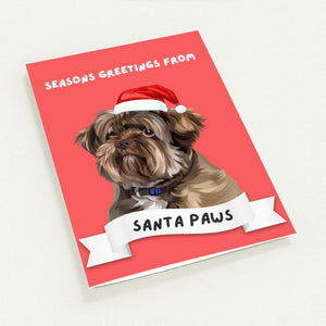 Seasons Greetings From Santa Paws Modern Greeting Cards - Paw & Glory - Dog Portraits - Pet Portraits