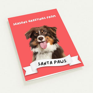 Seasons Greetings From Santa Paws Modern Greeting Cards - Paw & Glory - Dog Portraits - Pet Portraits