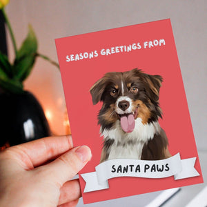 Seasons Greetings From Santa Paws Modern Greeting Cards - Paw & Glory - Dog Portraits - Pet Portraits