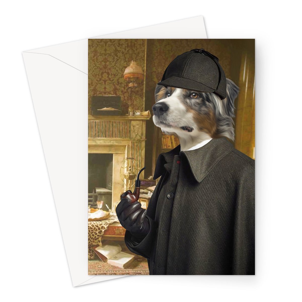 Sherlock Holmes: Custom Pet Greeting Card - Paw & Glory - Dog Portraits - Pet Portraits