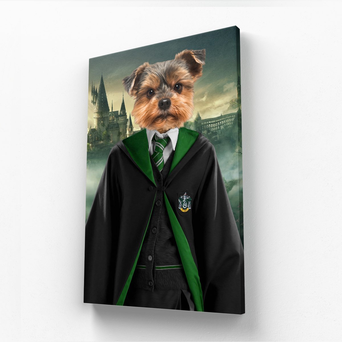 Slytherin (Harry Potter Inspired): Custom Pet Canvas - Paw & Glory - Dog Portraits - Pet Portraits