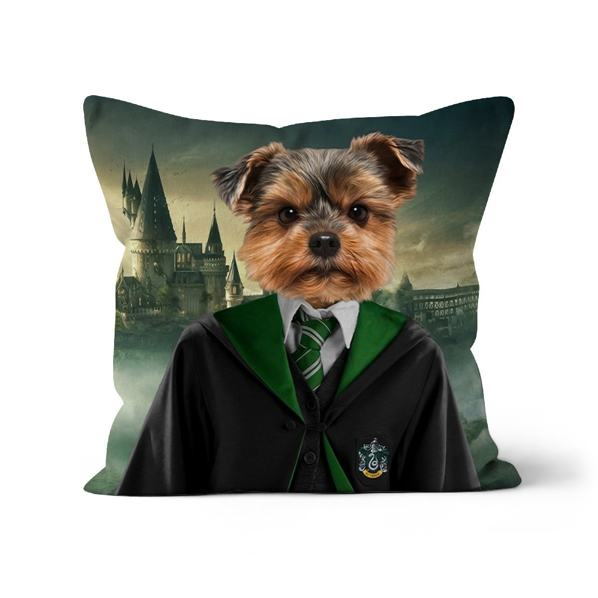 Slytherin (Harry Potter Inspired): Custom Pet Pillow - Paw & Glory - Dog Portraits - Pet Portraits