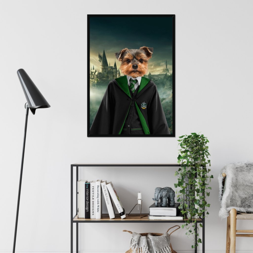 Slytherin (Harry Potter Inspired): Custom Pet Portrait - Paw & Glory - Dog Portraits - Pet Portraits