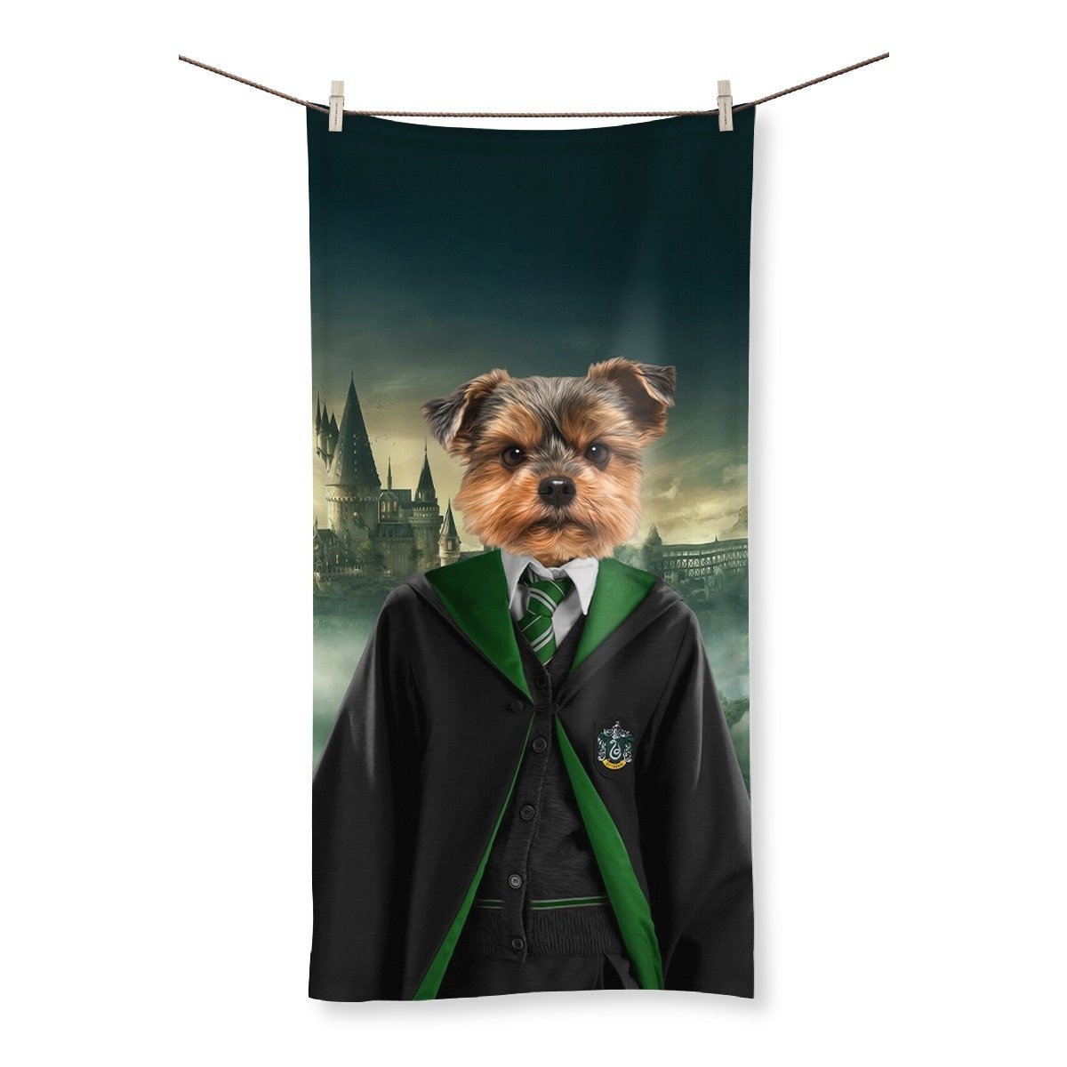 Slytherin (Harry Potter Inspired): Custom Pet Towel - Paw & Glory - Dog Portraits - Pet Portraits