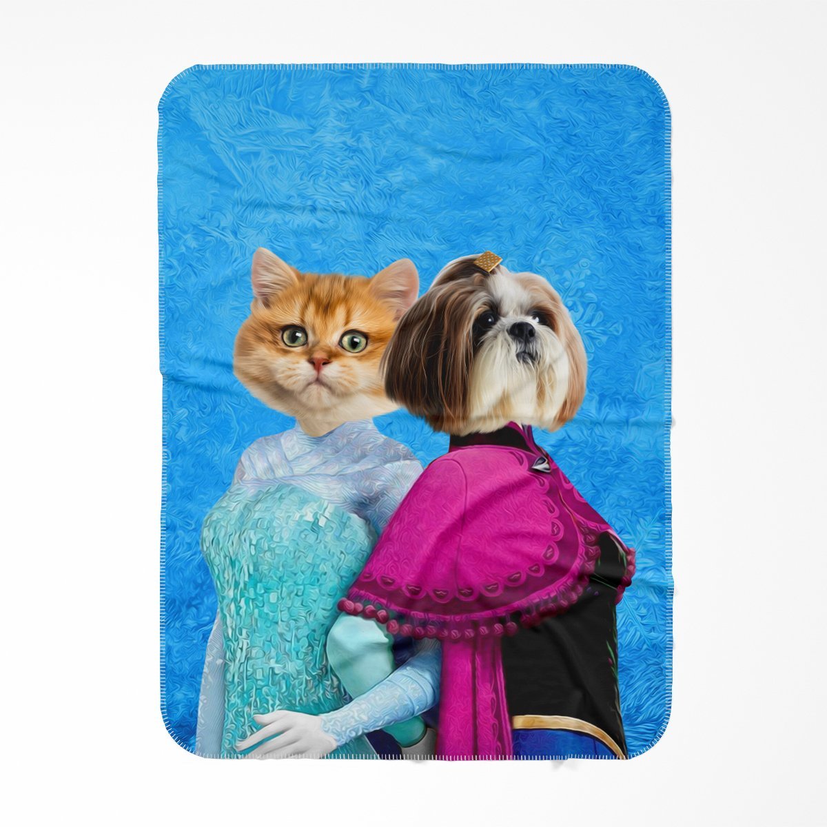 Snow Sisters (Frozen Inspired): Custom Pet Blanket - Paw & Glory - Dog Portraits - Pet Portraits