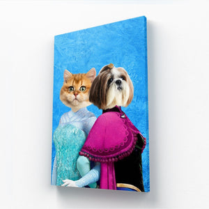 Snow Sisters (Frozen Inspired): Custom Pet Canvas - Paw & Glory - Dog Portraits - Pet Portraits