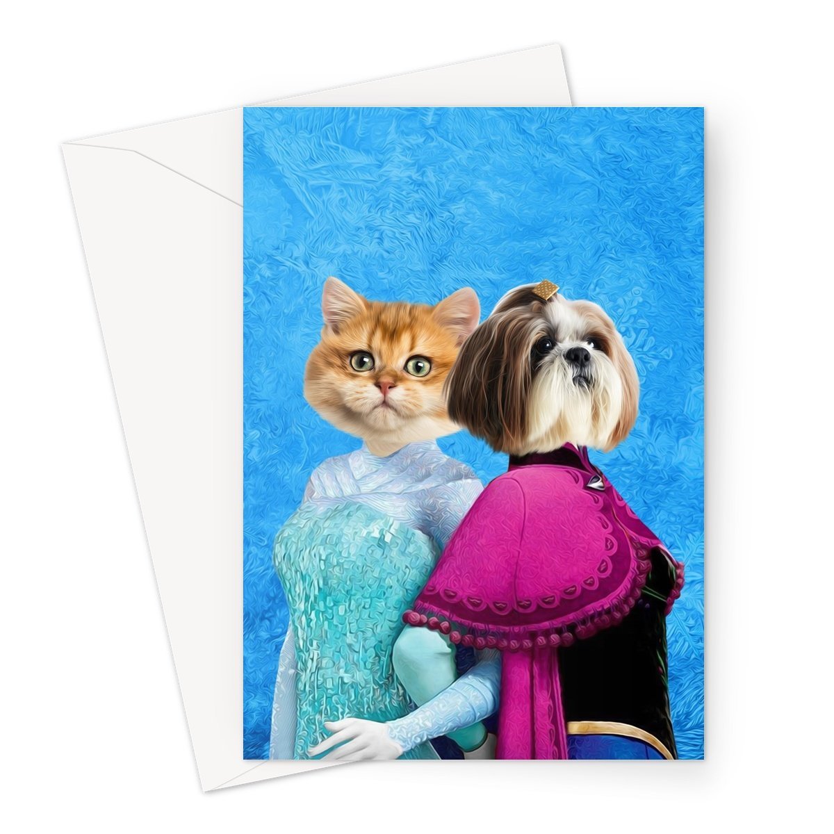 Snow Sisters (Frozen Inspired): Custom Pet Greeting Card - Paw & Glory - Dog Portraits - Pet Portraits