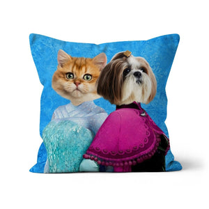 Snow Sisters (Frozen Inspired): Custom Pet Pillow - Paw & Glory - Dog Portraits - Pet Portraits