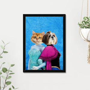 Snow Sisters (Frozen Inspired): Custom Pet Portrait - Paw & Glory - Dog Portraits - Pet Portraits