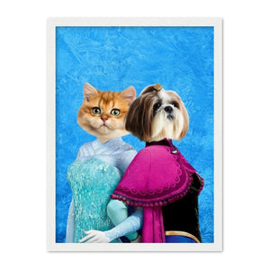 Snow Sisters (Frozen Inspired): Custom Pet Portrait - Paw & Glory - Dog Portraits - Pet Portraits