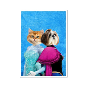 Snow Sisters (Frozen Inspired): Custom Pet Portrait - Paw & Glory - Dog Portraits - Pet Portraits