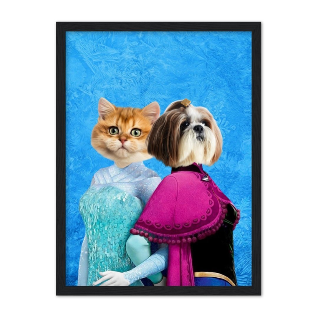 Snow Sisters (Frozen Inspired): Custom Pet Portrait - Paw & Glory - Dog Portraits - Pet Portraits