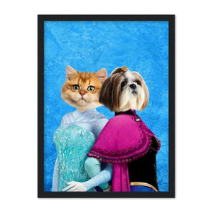 Snow Sisters (Frozen Inspired): Custom Pet Portrait - Paw & Glory - Dog Portraits - Pet Portraits