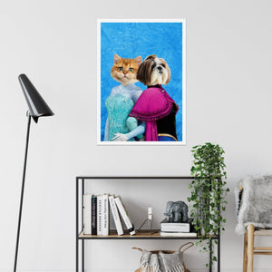 Snow Sisters (Frozen Inspired): Custom Pet Poster - Paw & Glory - Dog Portraits - Pet Portraits