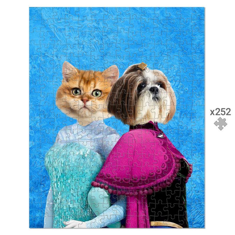 Snow Sisters (Frozen Inspired): Custom Pet Puzzle - Paw & Glory - Dog Portraits - Pet Portraits