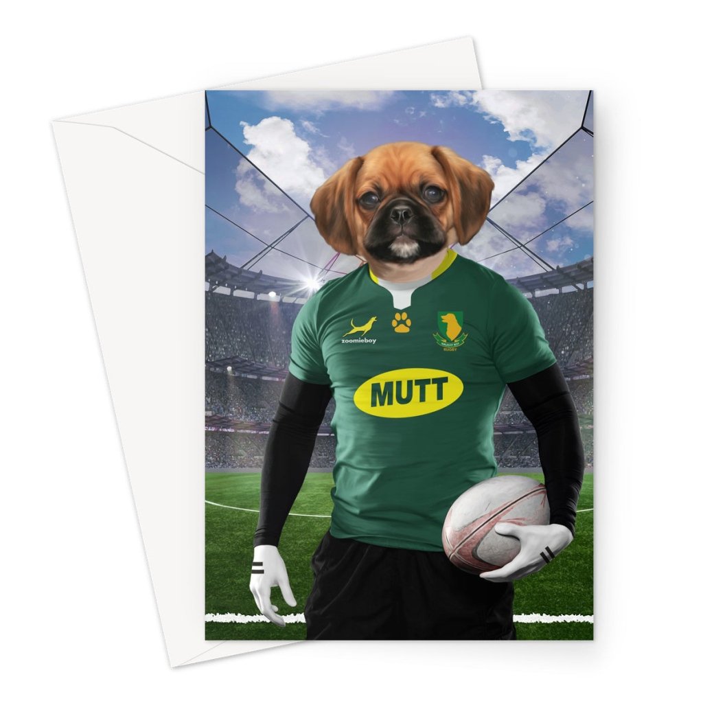 South Africa Rugby Team: Custom Pet Greeting Card - Paw & Glory - Dog Portraits - Pet Portraits