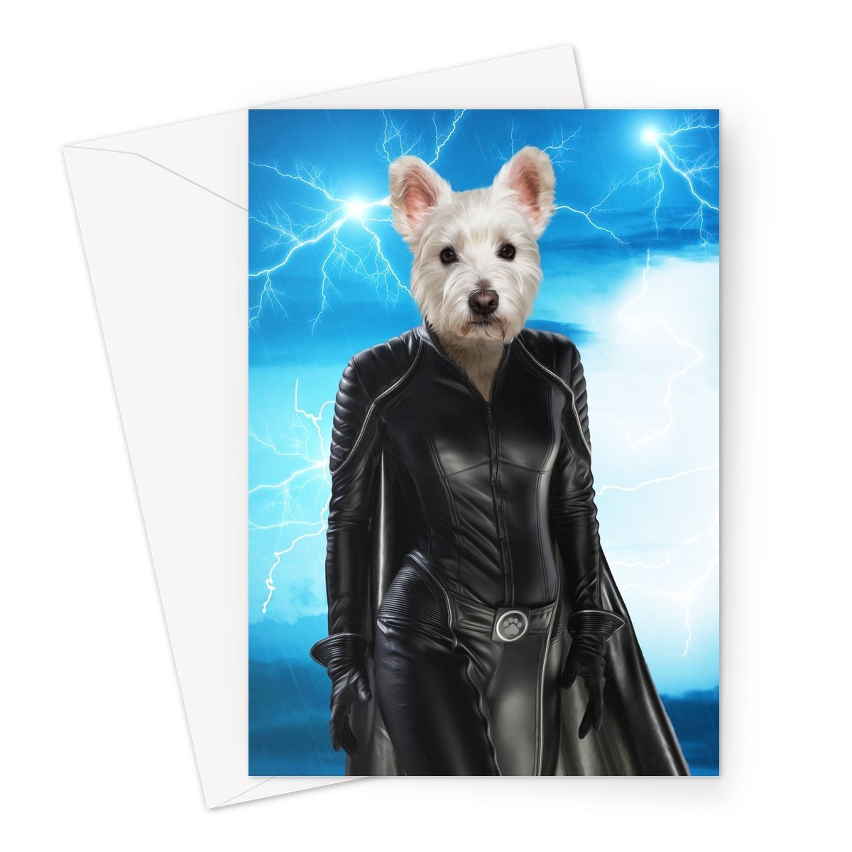 Storm (Marvel Inspired): Custom Pet Greeting Card - Paw & Glory - Dog Portraits - Pet Portraits