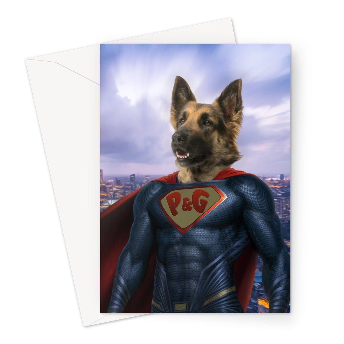 Super Pet: Custom Pet Greeting Card - Paw & Glory - Dog Portraits - Pet Portraits