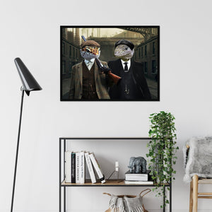 The 2 Brothers (Peaky Blinders Inspired): Animal Art Framed Portrait - Paw & Glory - Dog Portraits - Pet Portraits