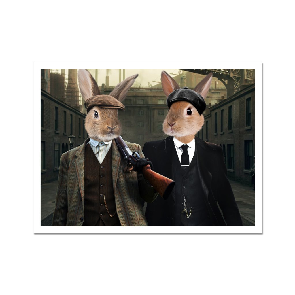 The 2 Brothers (Peaky Blinders Inspired): Animal Art Poster - Paw & Glory - Dog Portraits - Pet Portraits