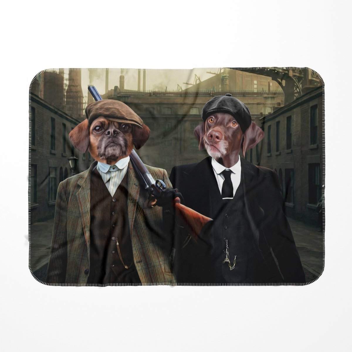 The 2 Brothers (Peaky Blinders Inspired): Custom Pet Blanket - Paw & Glory - Dog Portraits - Pet Portraits