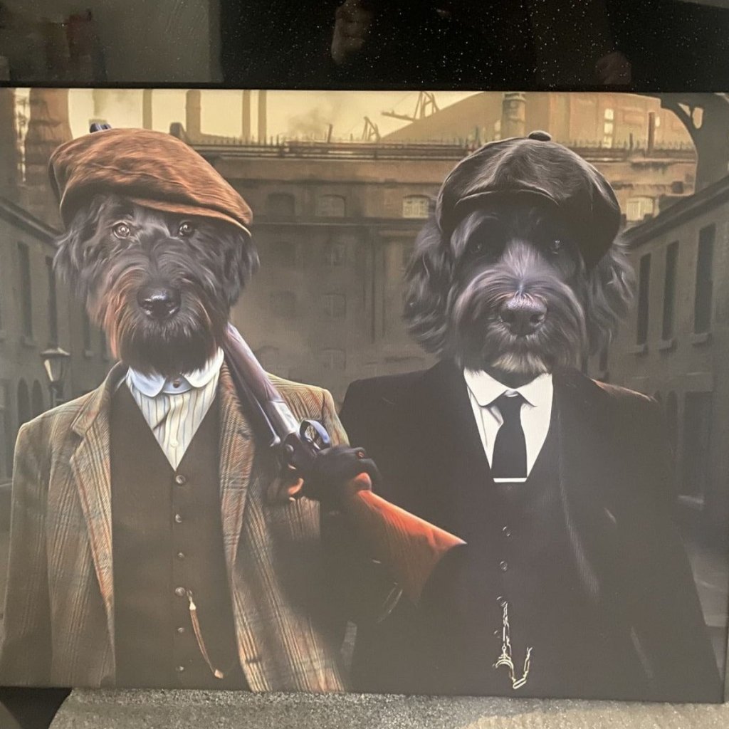 The 2 Brothers (Peaky Blinders Inspired): Custom Pet Canvas - Paw & Glory - Dog Portraits - Pet Portraits