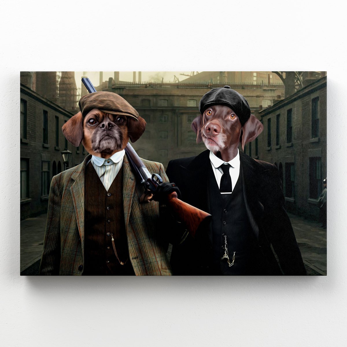 The 2 Brothers (Peaky Blinders Inspired): Custom Pet Canvas - Paw & Glory - Dog Portraits - Pet Portraits