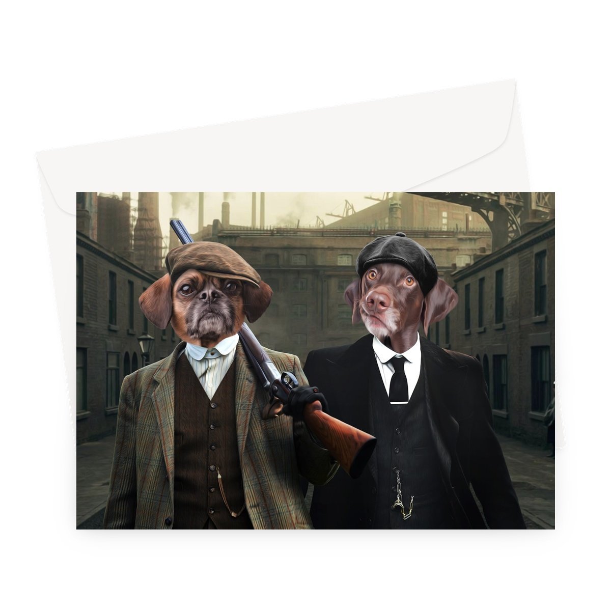 The 2 Brothers (Peaky Blinders Inspired): Custom Pet Greeting Card - Paw & Glory - Dog Portraits - Pet Portraits