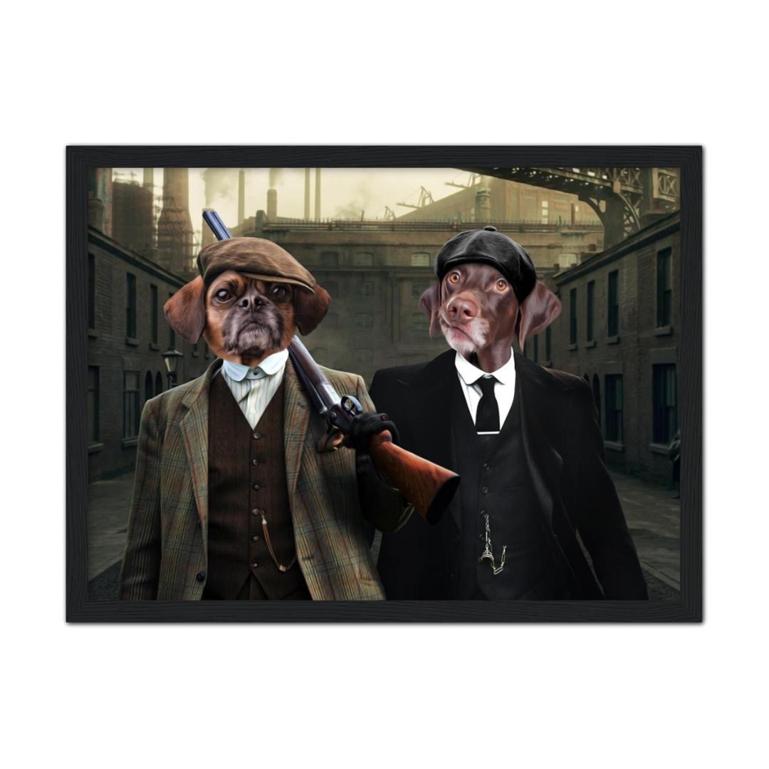 The 2 Brothers (Peaky Blinders Inspired): Custom Pet Portrait - Paw & Glory - Dog Portraits - Pet Portraits