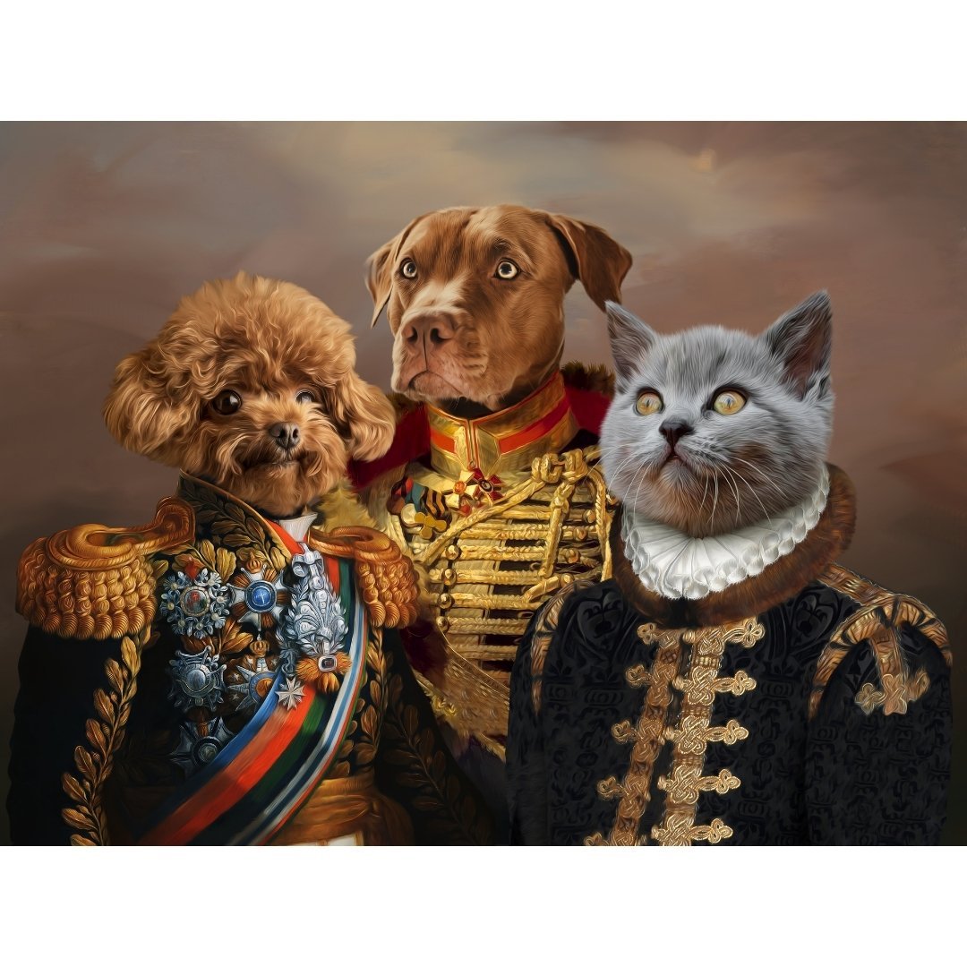 The 3 Brothers In Arms: Custom Digital Download Pet Portrait - Paw & Glory - Dog Portraits - Pet Portraits