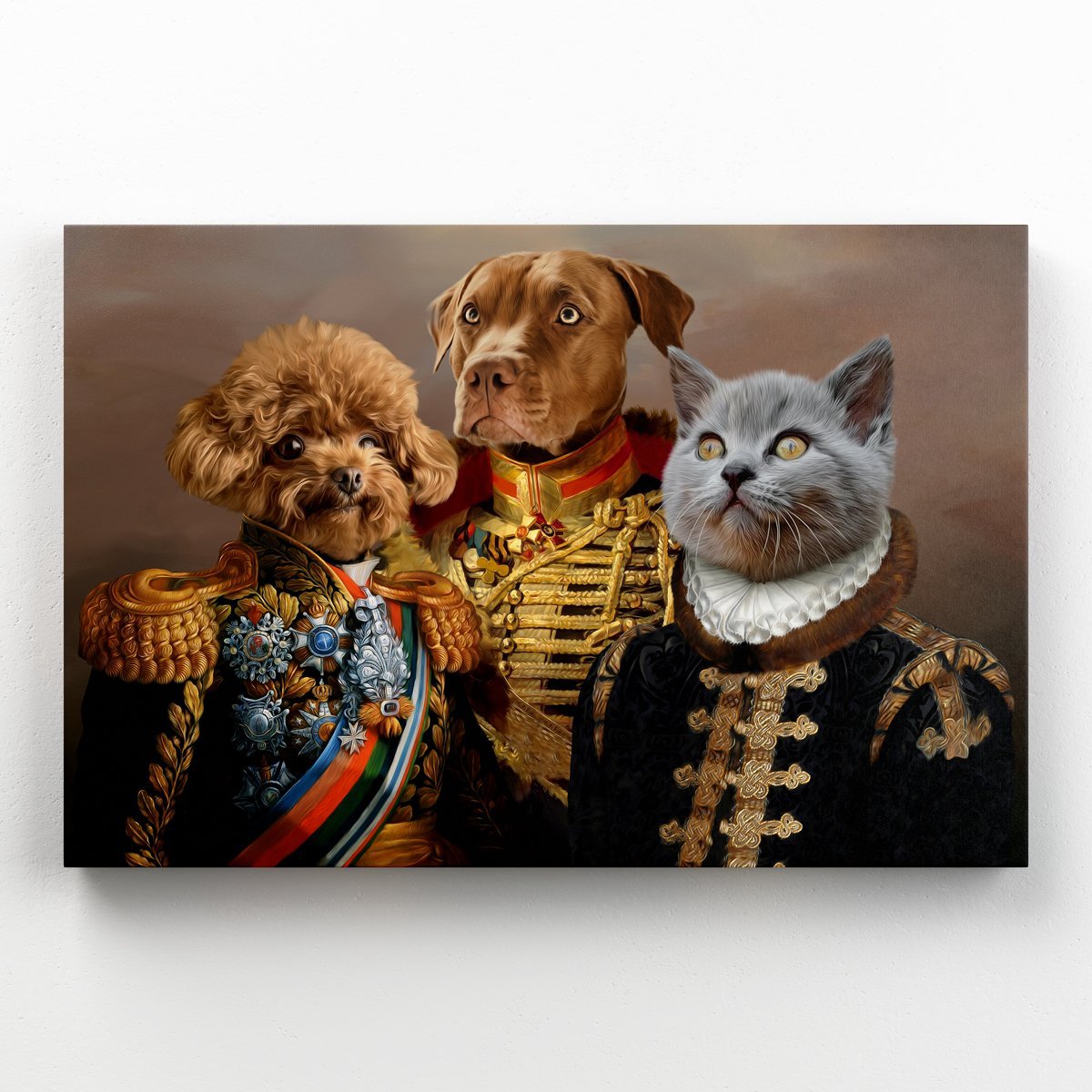 The 3 Brothers In Arms: Custom Pet Canvas - Paw & Glory - Dog Portraits - Pet Portraits