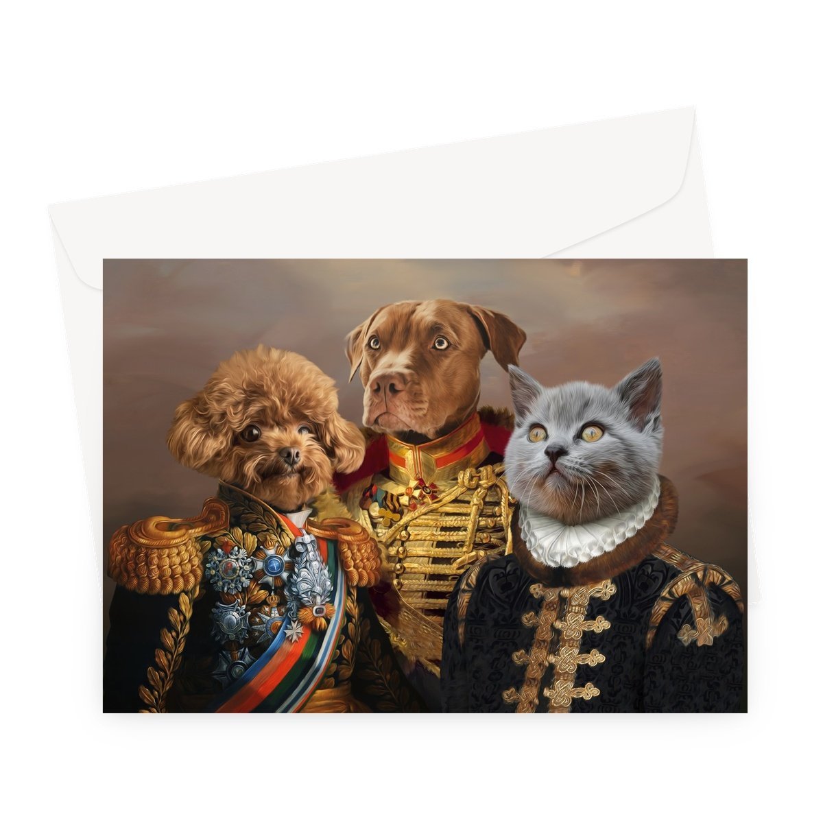 The 3 Brothers In Arms: Custom Pet Greeting Card - Paw & Glory - Dog Portraits - Pet Portraits