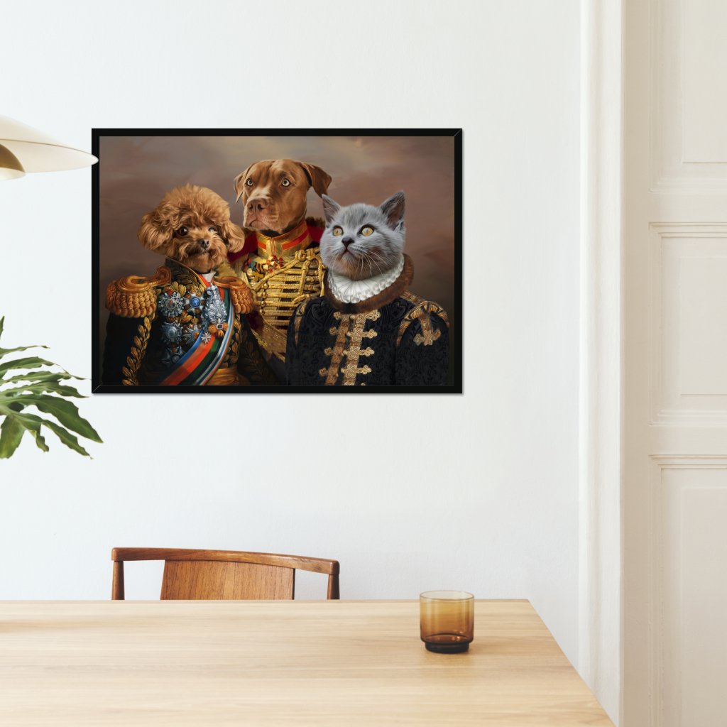 The 3 Brothers In Arms: Custom Pet Portrait - Paw & Glory - Dog Portraits - Pet Portraits