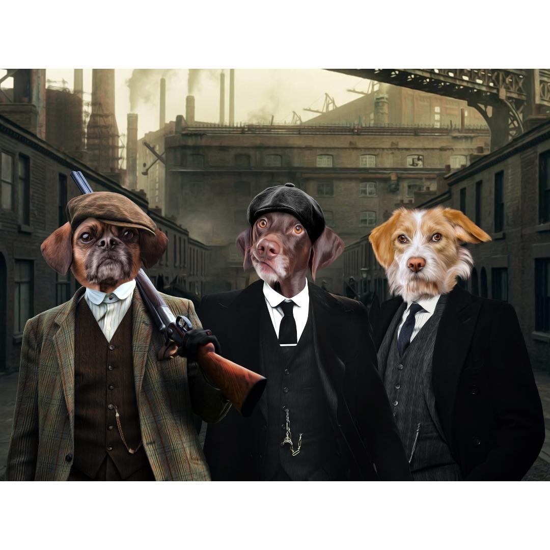 The 3 Brothers (Peaky Blinders Inspired): Custom Digital Download Pet Portrait - Paw & Glory - Dog Portraits - Pet Portraits