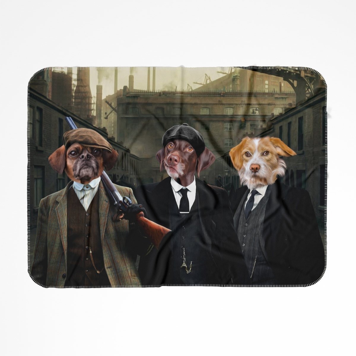 The 3 Brothers (Peaky Blinders Inspired): Custom Pet Blanket - Paw & Glory - Dog Portraits - Pet Portraits