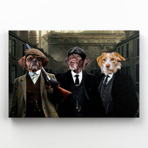 The 3 Brothers (Peaky Blinders Inspired): Custom Pet Canvas - Paw & Glory - Dog Portraits - Pet Portraits