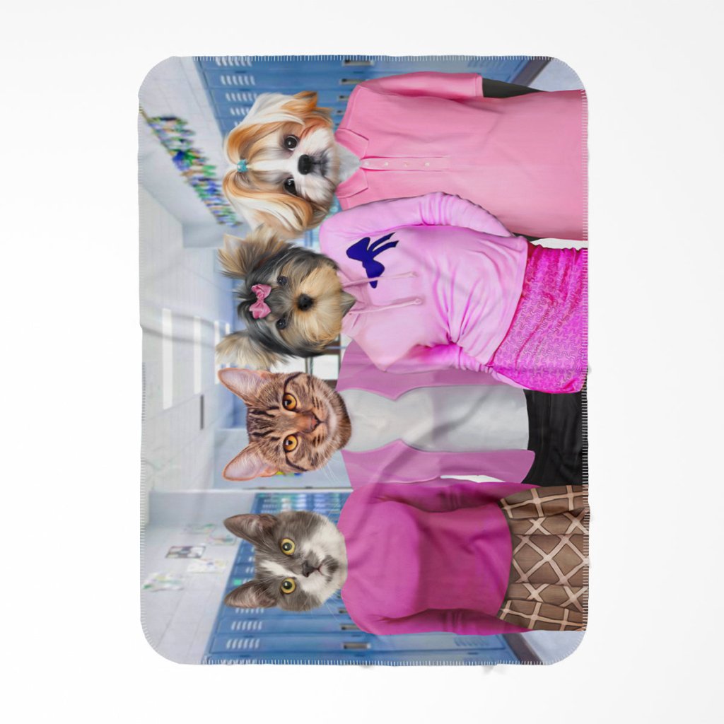 The 4 Mean Girls: Custom Pet Blanket - Paw & Glory - Dog Portraits - Pet Portraits