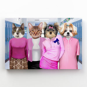 The 4 Mean Girls: Custom Pet Canvas - Paw & Glory - Dog Portraits - Pet Portraits