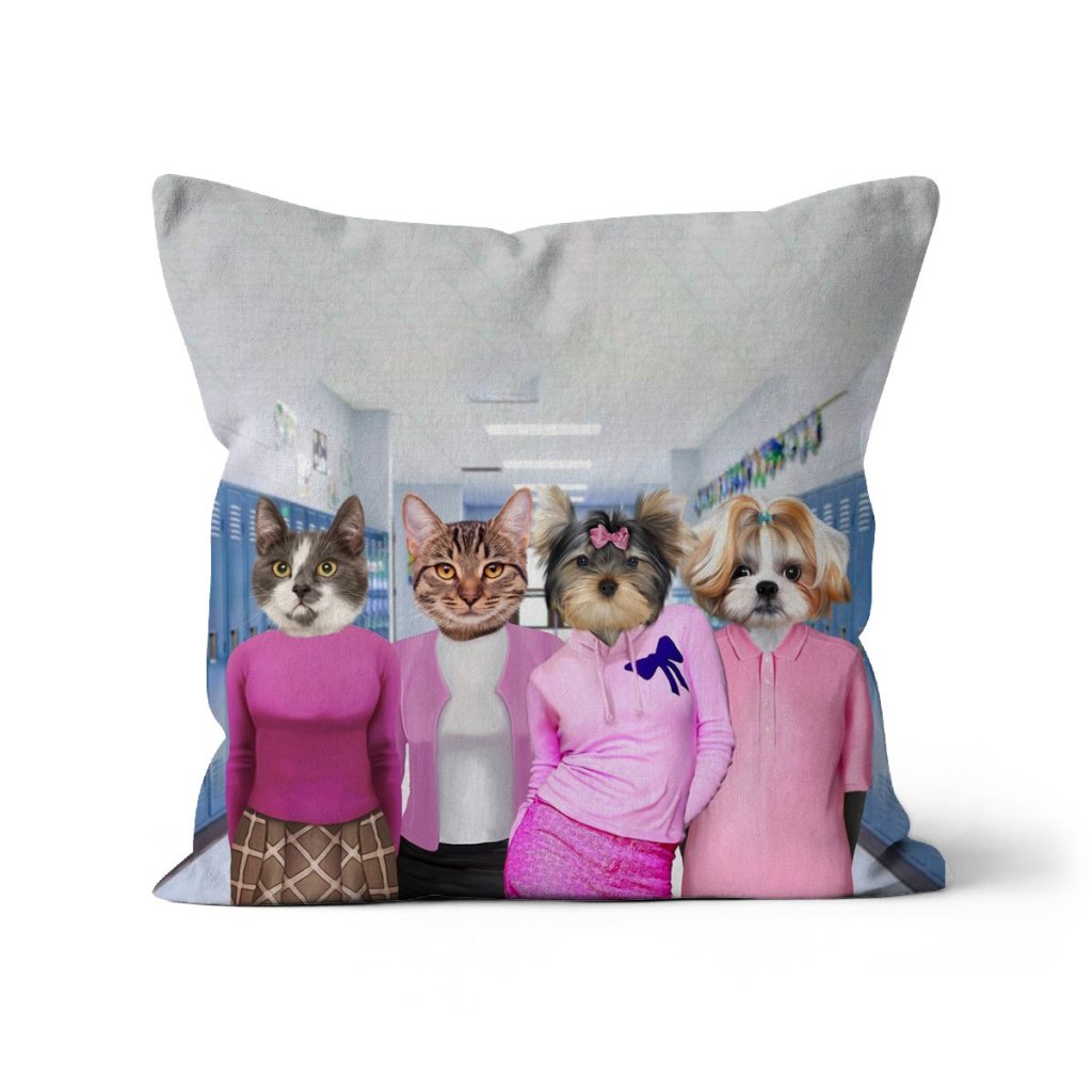 The 4 Mean Girls: Custom Pet Pillow - Paw & Glory - Dog Portraits - Pet Portraits