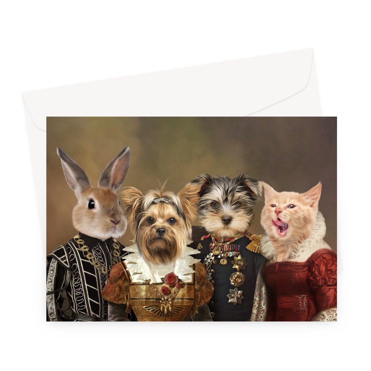 The 4 Nobles: Custom Pet Greeting Card - Paw & Glory - Dog Portraits - Pet Portraits