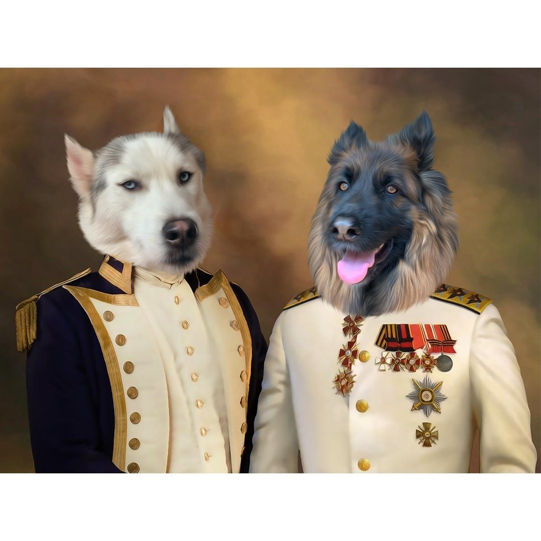 The Admiral & The Sergeant: Custom Digital Download Pet Portrait - Paw & Glory - Dog Portraits - Pet Portraits