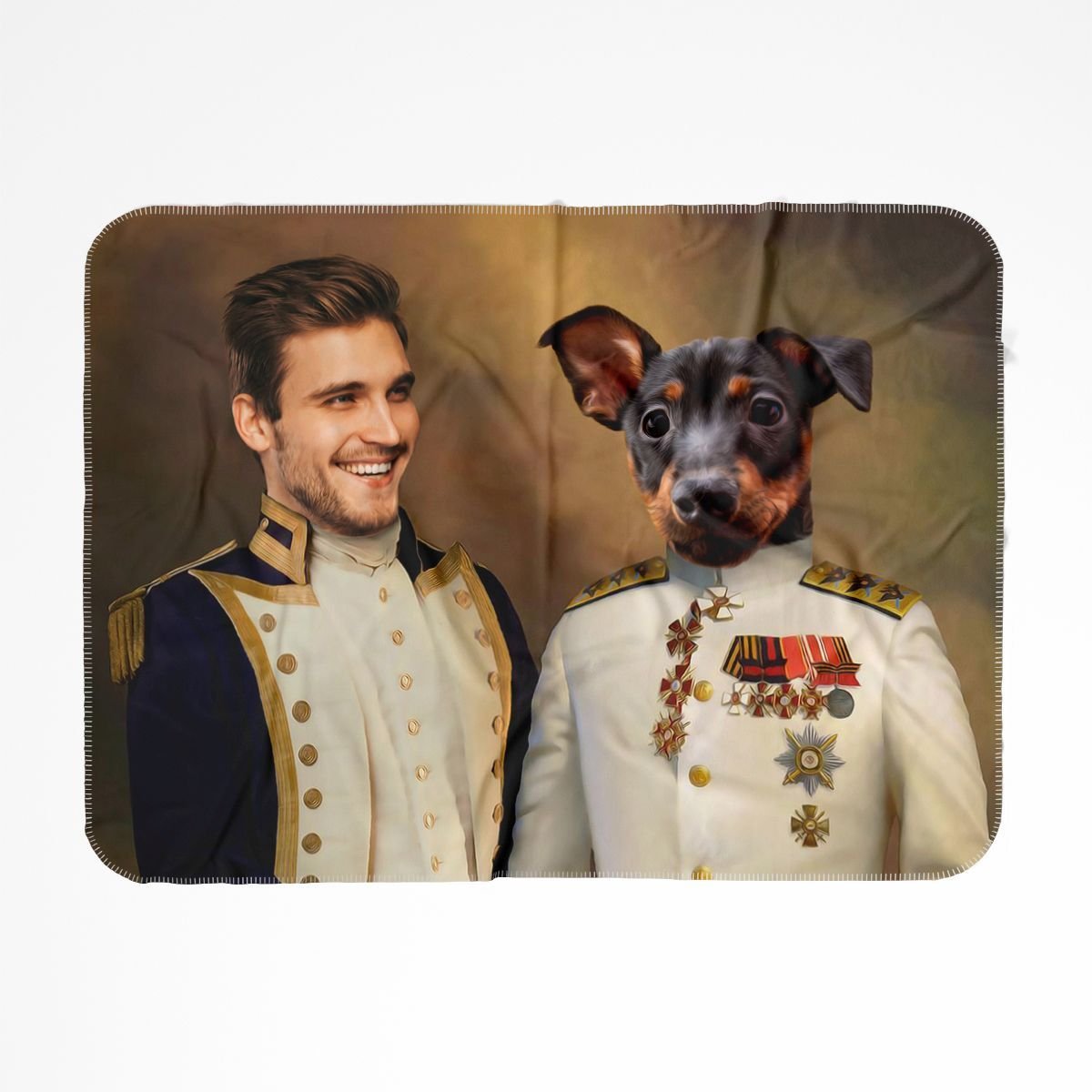 The Admiral & The Sergeant: Custom Pet & Owner Blanket - Paw & Glory - Dog Portraits - Pet Portraits