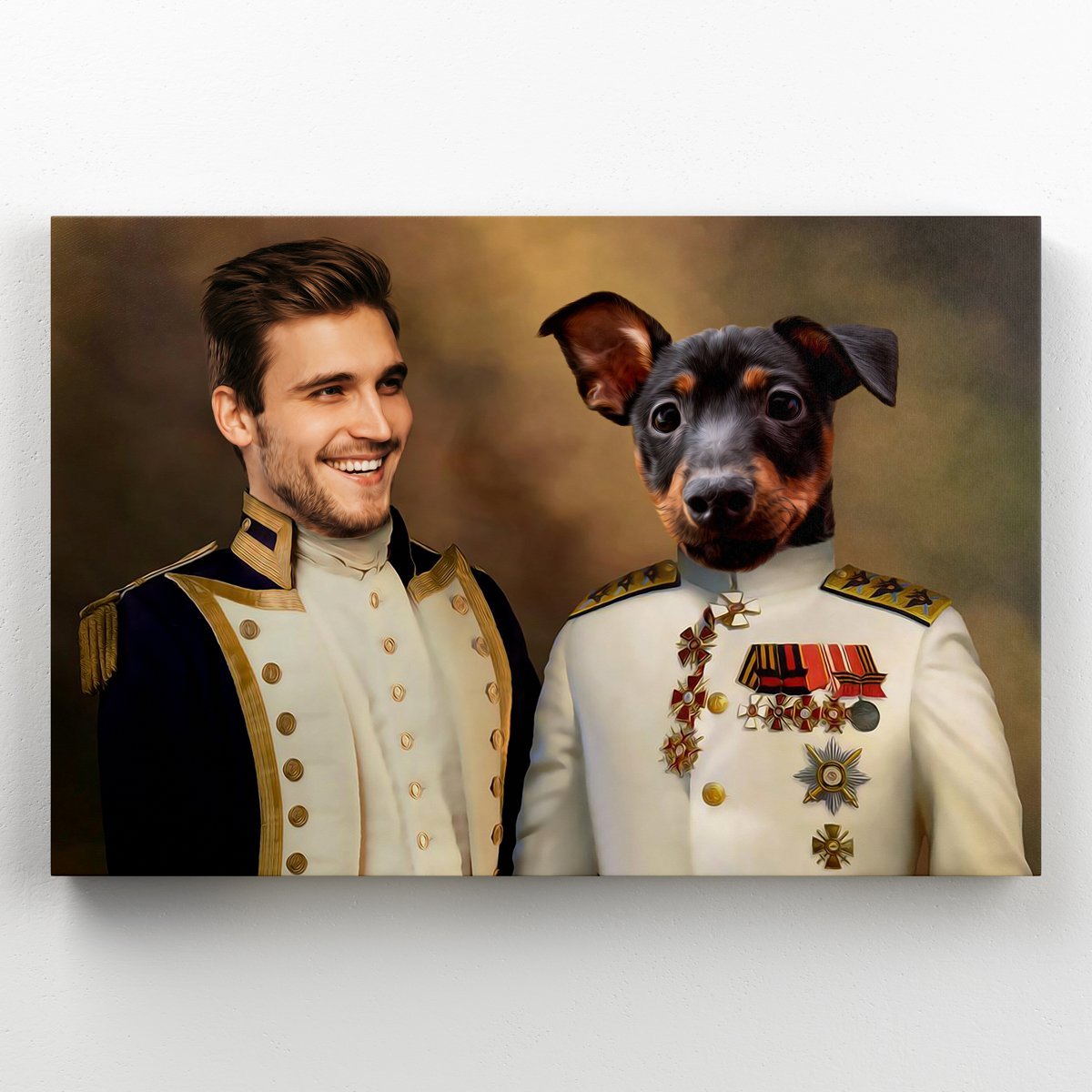 The Admiral & The Sergeant: Custom Pet & Owner Canvas - Paw & Glory - Dog Portraits - Pet Portraits