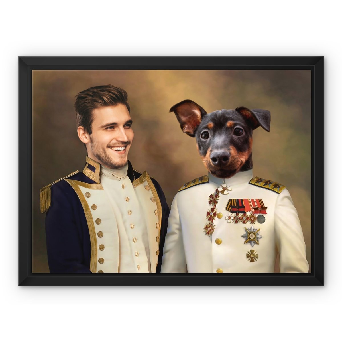 The Admiral & The Sergeant: Custom Pet & Owner Canvas - Paw & Glory - Dog Portraits - Pet Portraits