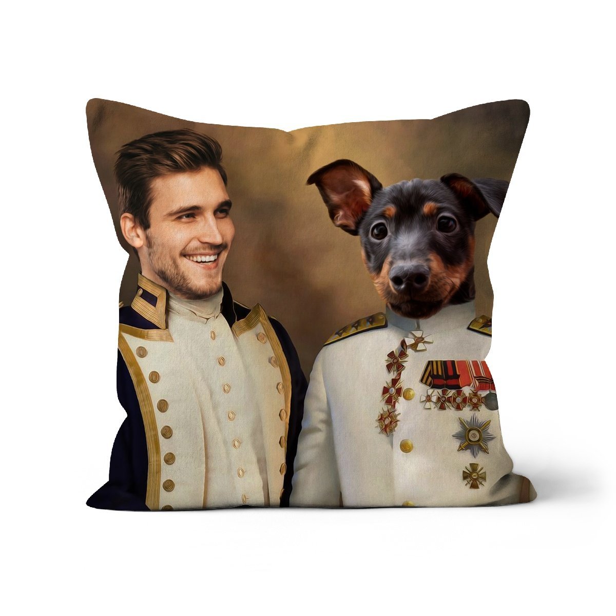 The Admiral & The Sergeant: Custom Pet & Owner Pillow - Paw & Glory - Dog Portraits - Pet Portraits